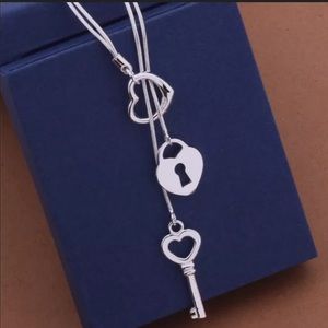 Gorgeous Silver Heart, Lock & Key Necklace